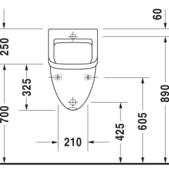 Duravit Starck 3 Urinoir Afzuigend - Met Achterinlaat - Met Bevestiging - Wit