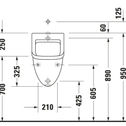Duravit Starck 3 Urinoir Afzuigend - Met Achterinlaat - Met Bevestiging - Wit