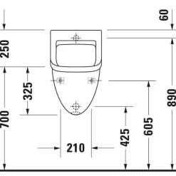 Duravit Starck 3 Urinoir Afzuigend - Met Achterinlaat - Met Bevestiging - Wit