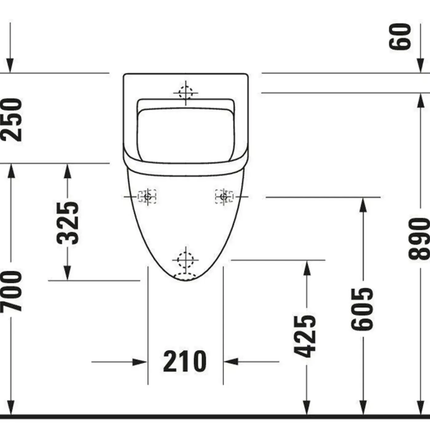 Duravit Starck 3 Urinoir Afzuigend - Met Achterinlaat - Met Bevestiging - Wit