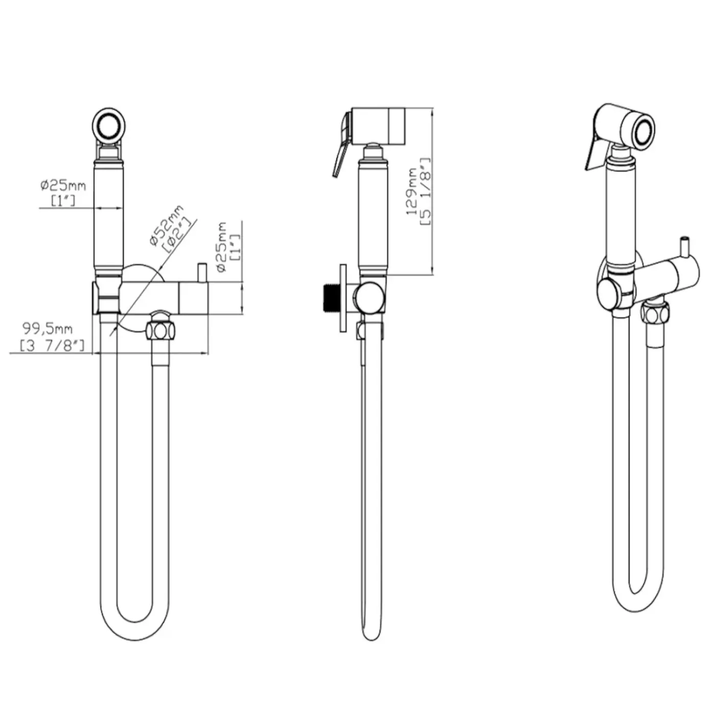 DutchLine Bidet Handdoucheset Met Knijphendel - Geborsteld Staal