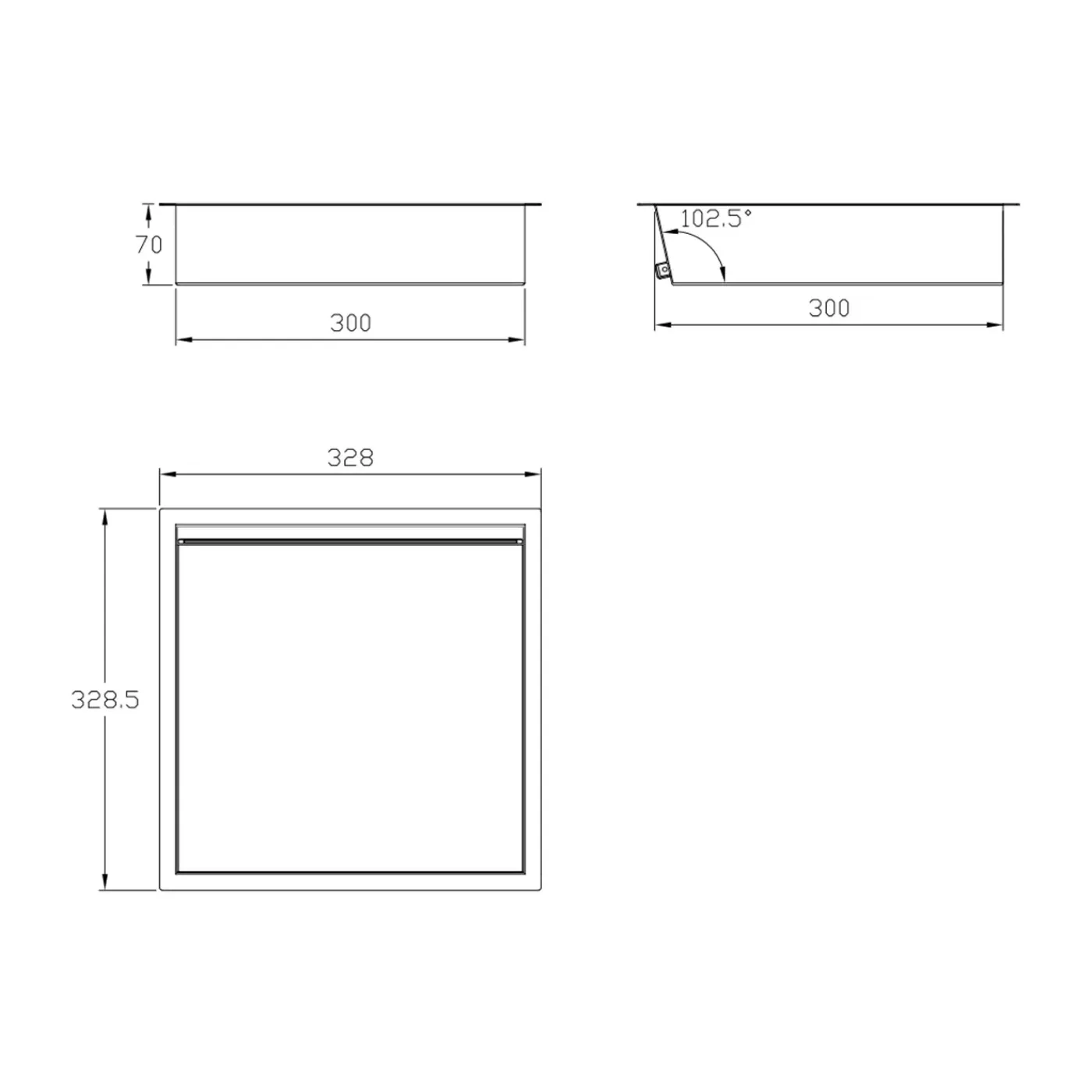 DutchLine Inbouwnis Met Ledstrip - 300x300 Mm - Gunmetal