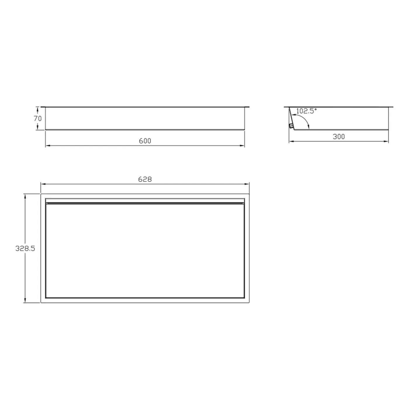 DutchLine Inbouwnis Met Ledstrip - 300x600 Mm - Mat Zwart