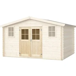 EASTWALL - Dubbele Blokhutdeur Met Plexiglas - 150 X 180 Cm - Onbehandeld Vurenhout