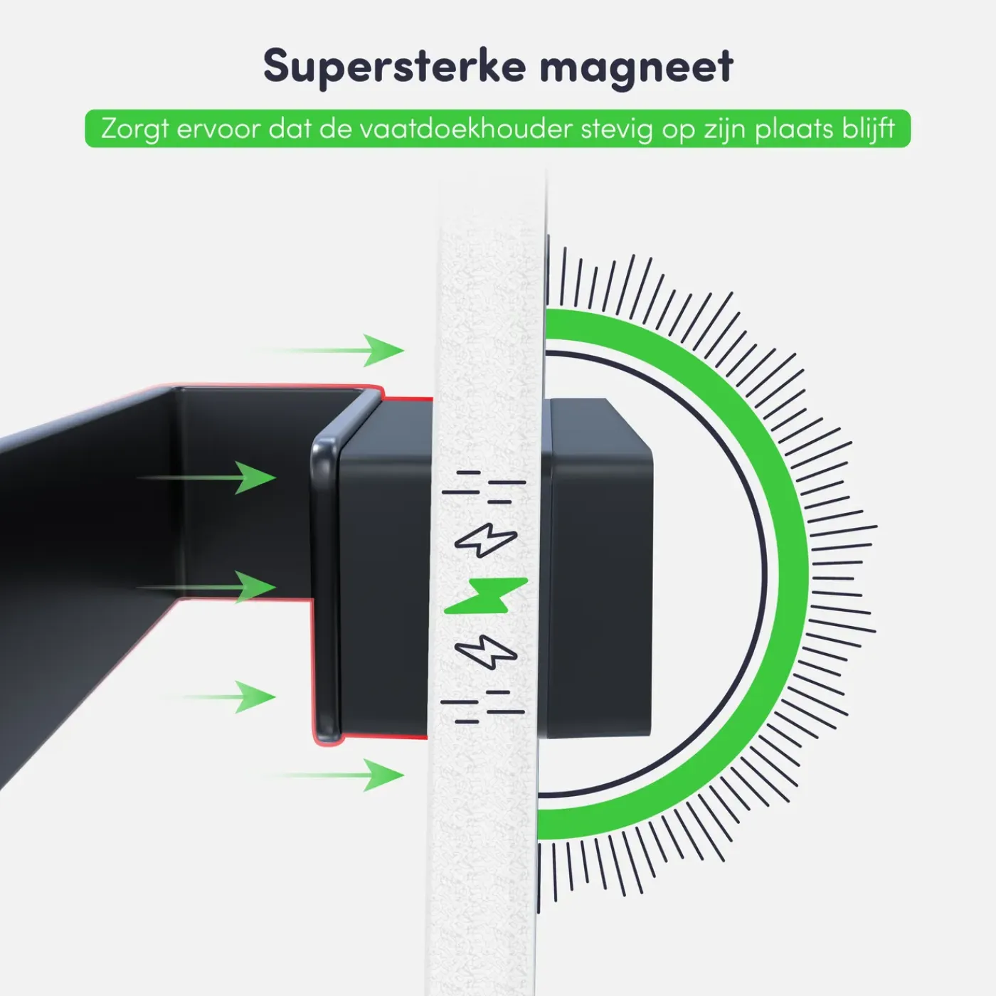 Eavy - Vaatdoekhouder Magnetisch - RVS - Zwart