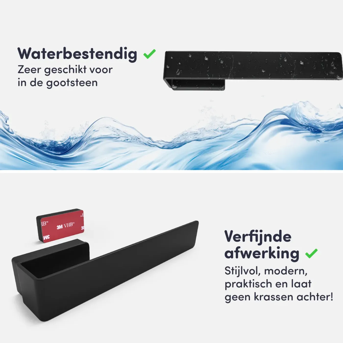 Eavy - Vaatdoekhouder Magnetisch - RVS - Zwart