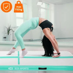 ECD Germany airtrack opblaasbare gymnastiekmat 3m mintgroen 10cm dik fitness yoga turnmat
