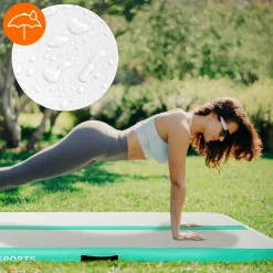 ECD Germany airtrack opblaasbare gymnastiekmat 3m mintgroen 10cm dik fitness yoga turnmat