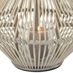 Ecd Germany Bamboe Lantaarn Houtkleur 42 Cm, Windlicht Met Glas Boho Tuinlantaarn Buiten
