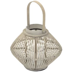 Ecd Germany Bamboe Lantaarn Houtkleur 42 Cm, Windlicht Met Glas Boho Tuinlantaarn Buiten