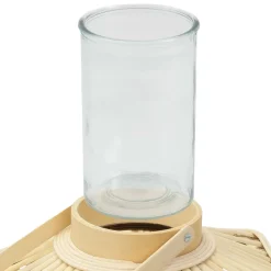 Ecd Germany Bamboe Lantaarn Houtkleur 75 Cm, Windlicht Met Glas, Boho Tuinlantaarn Buiten