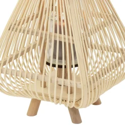 Ecd Germany Bamboe Lantaarn Houtkleur 45,5 Cm, Windlicht Met Glas Boho Tuinlantaarn Buiten