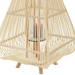 ECD Germany Bamboe Lantaarn Houtkleur 73,5 Cm, Windlicht Met Glas Boho Tuinlantaarn Buiten