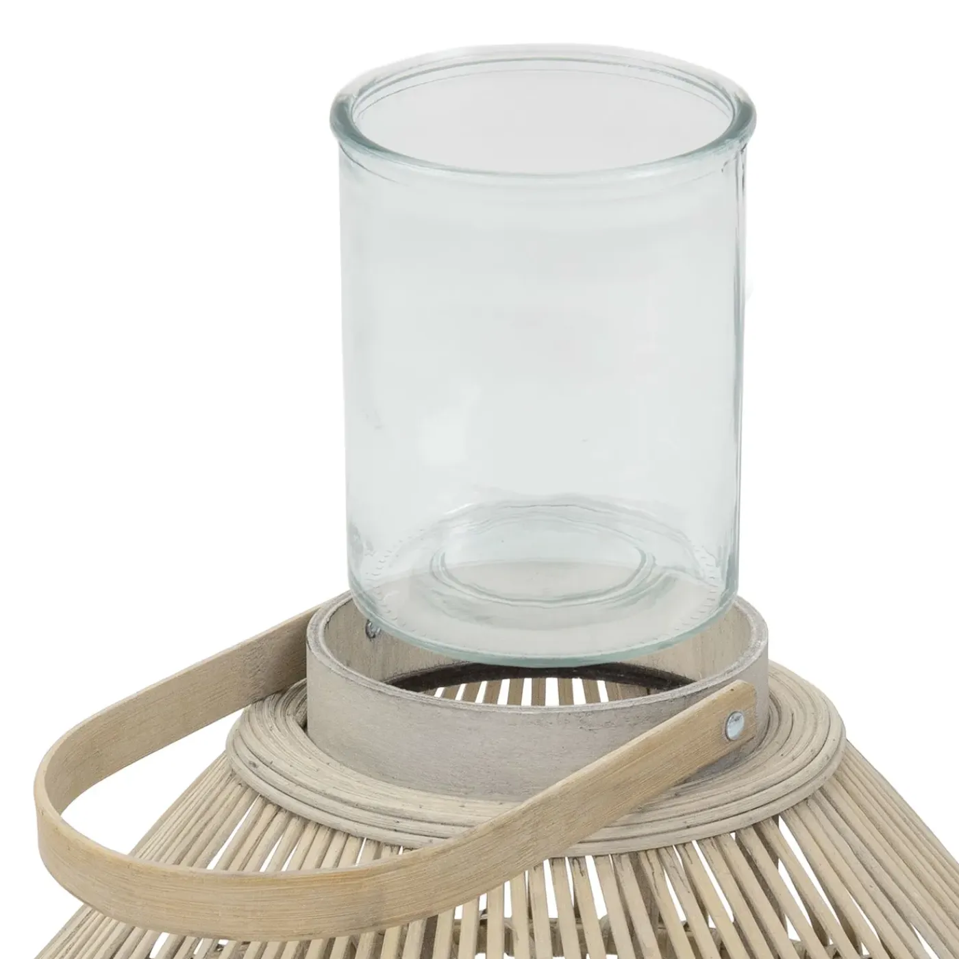 ECD Germany Bamboe Lantaarn Houtkleur 47 Cm, Windlicht Met Glas Boho Tuinlantaarn Buiten