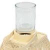 ECD Germany Bamboe Lantaarn Houtkleur 55,5 Cm, Windlicht Met Glas Boho Tuinlantaarn Buiten