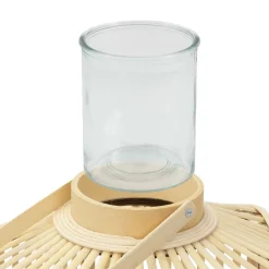 ECD Germany Bamboe Lantaarn Houtkleur 60 Cm, Windlicht Met Glas, Boho Tuinlantaarn Buiten