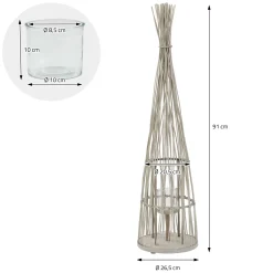 Ecd Germany Bamboe Lantaarn Met Led Houtkleur 91 Cm Windlicht Met Glas Boho Tuinlantaarn