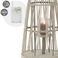 Ecd Germany Bamboe Lantaarn Met Led Houtkleur 110 Cm Windlicht Met Glas Boho Tuinlantaarn