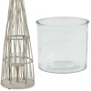 ECD Germany Bamboe Lantaarn Met Led Houtkleur 132 Cm Windlicht Met Glas Boho Tuinlantaarn