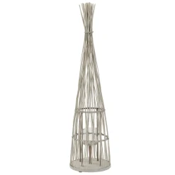 ECD Germany Bamboe Lantaarn Met Led Houtkleur 132 Cm Windlicht Met Glas Boho Tuinlantaarn
