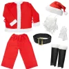 ECD Germany 9-Delig Kerstmankostuum met hoed, baard, riem en handschoenen, één maat S-XL