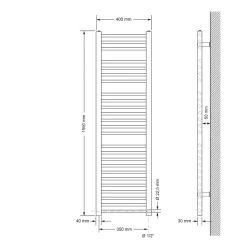 Ecd Germany Design Handdoekdroger Sahara - 400 X 1500 Mm - Antraciet - Zijdelings Aangesloten