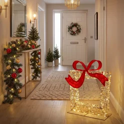 Ecd Germany - Geschenkdozen Led - Warmwit - 58x63cm - Verlicht Hert Met Timer Ip44 500 Led