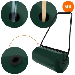 Ecd Germany Grasrol Tuinroller Vulbaar 50 L Groen Staal 59,5 Cm Breed Handrol Voor Gazon