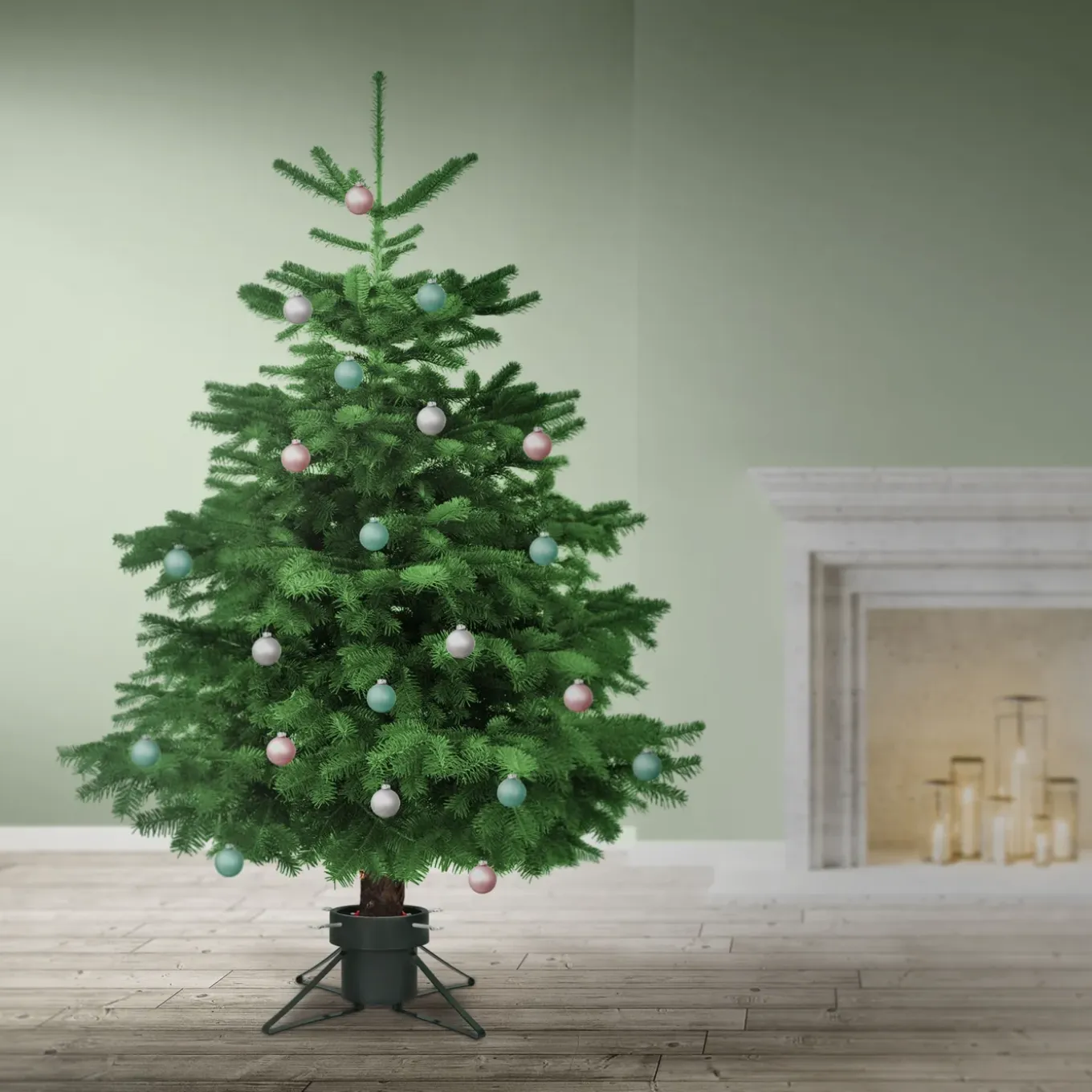 ECD Germany Kerstboomstandaard met waterbak en 4 vergrendeling schroeven, donkergroen