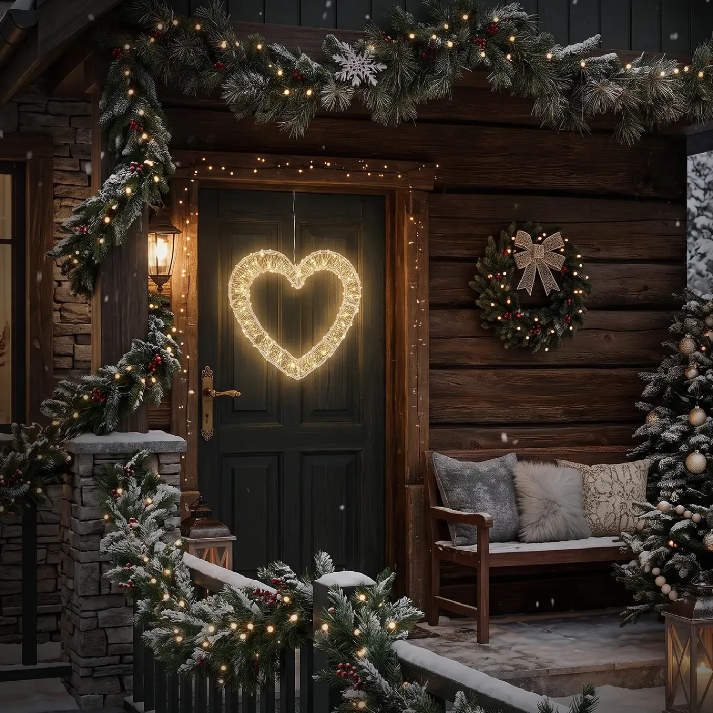 ECD Germany Kerstdecoratie Led Hartvormige Met Timer Ip44 Spatwaterdicht 720led 49,5x46 Cm