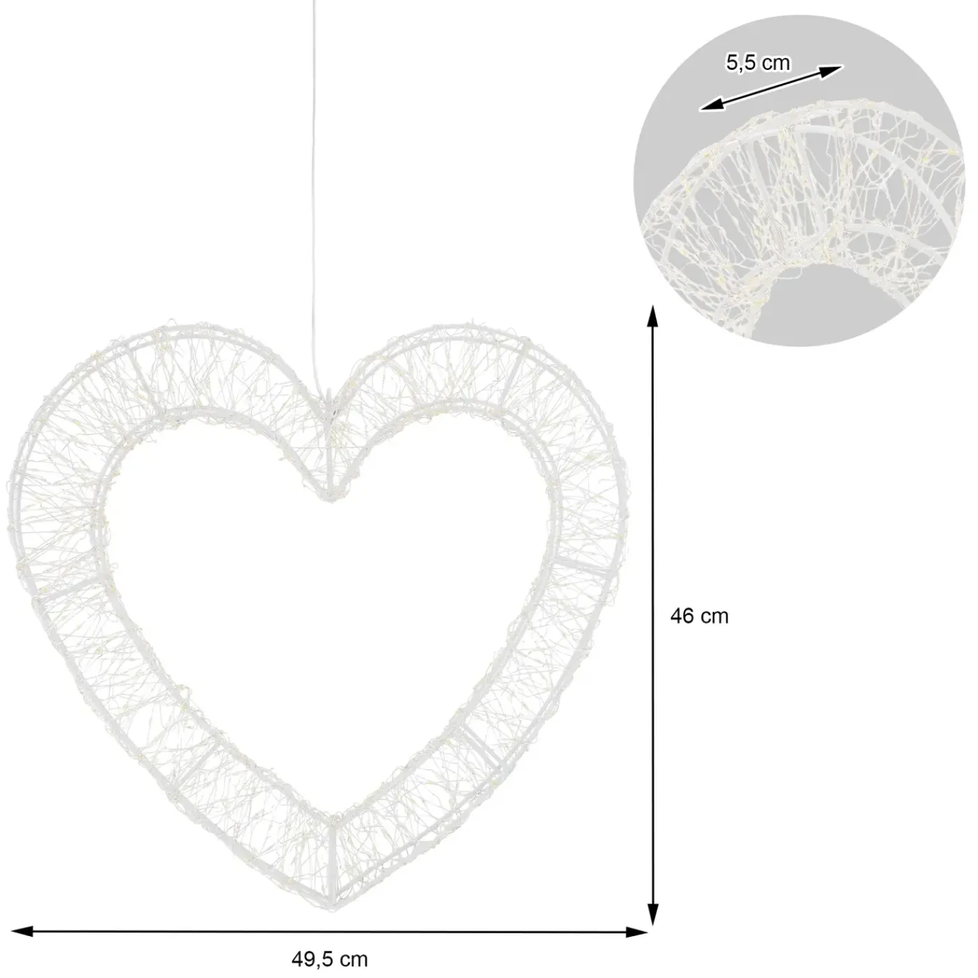 ECD Germany Kerstdecoratie Led Hartvormige Met Timer Ip44 Spatwaterdicht 720led 49,5x46 Cm