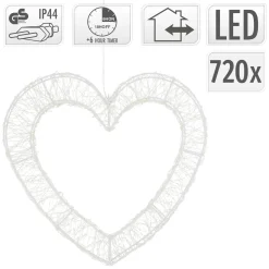 ECD Germany Kerstdecoratie Led Hartvormige Met Timer Ip44 Spatwaterdicht 720led 49,5x46 Cm