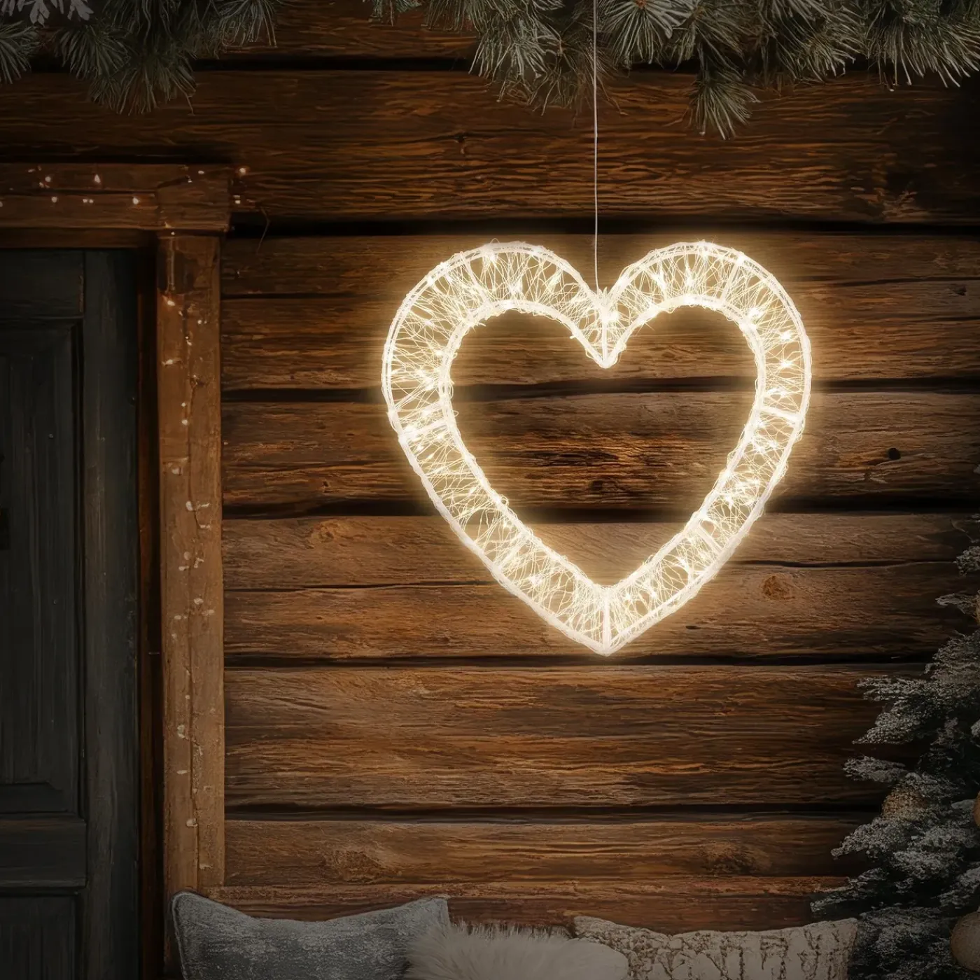 ECD Germany Kerstdecoratie Led Hartvormige Met Timer Ip44 Spatwaterdicht 720led 49,5x46 Cm