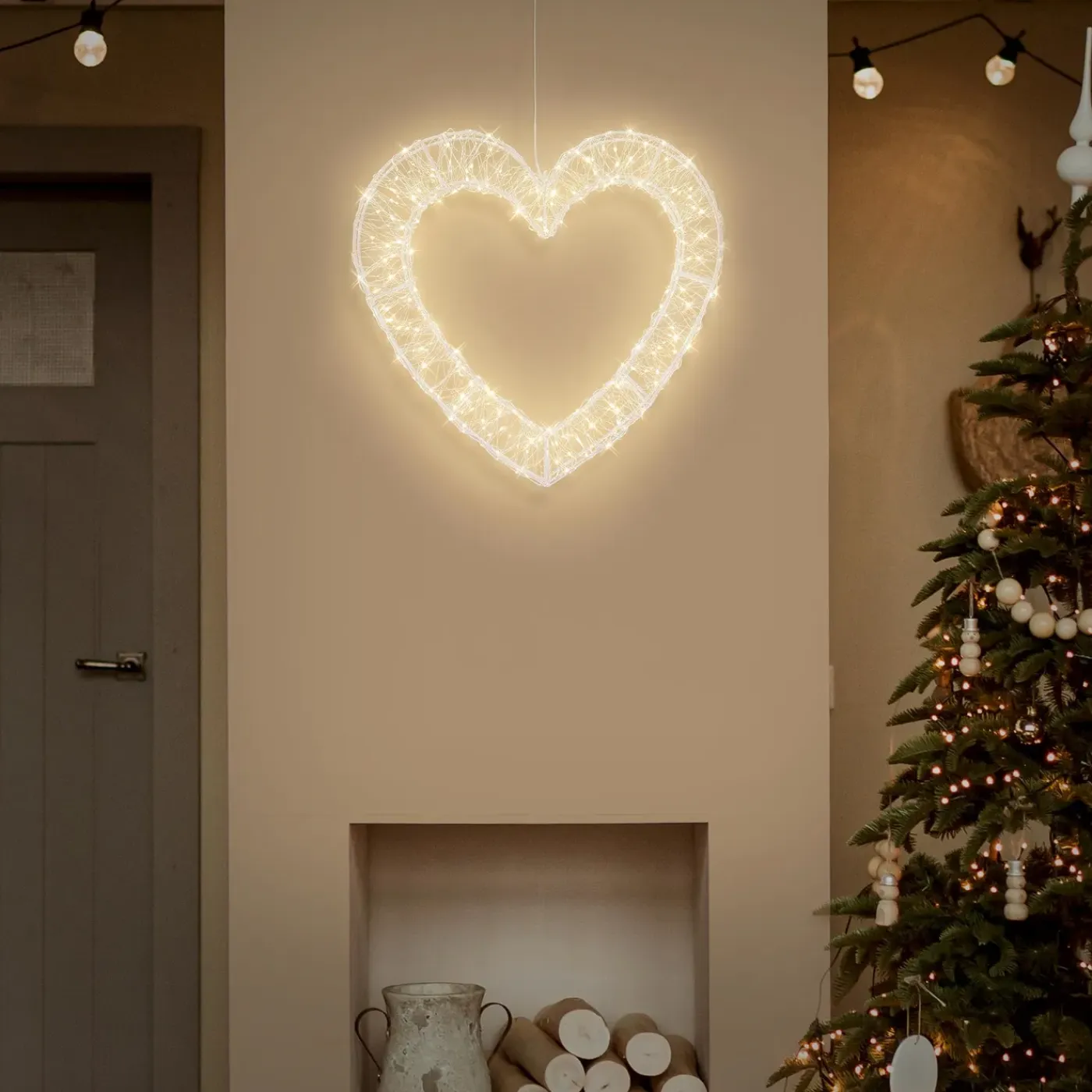 ECD Germany Kerstdecoratie Led Hartvormige Met Timer Ip44 Spatwaterdicht 720led 49,5x46 Cm