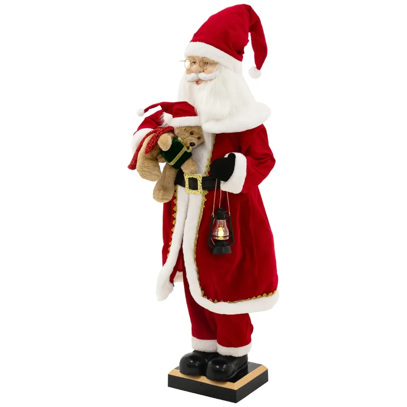 Ecd Germany Kerstman 120cm Led Licht Beweging Geluid Muziek Lantaarn Teddybeer Binnenshuis