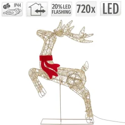 ECD Germany - Kerstrendier Led - Warmwit - 91 Cm - Verlicht Hert Met Timer Ip44 En 720 Led