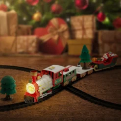 ECD Germany Kersttreinset 22-delig Op Batterijen Met Locomotief Rails Licht En Geluid