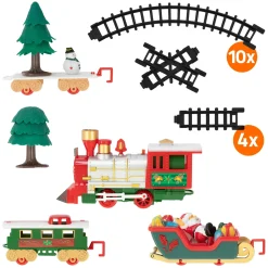 ECD Germany Kersttreinset 22-delig Op Batterijen Met Locomotief Rails Licht En Geluid