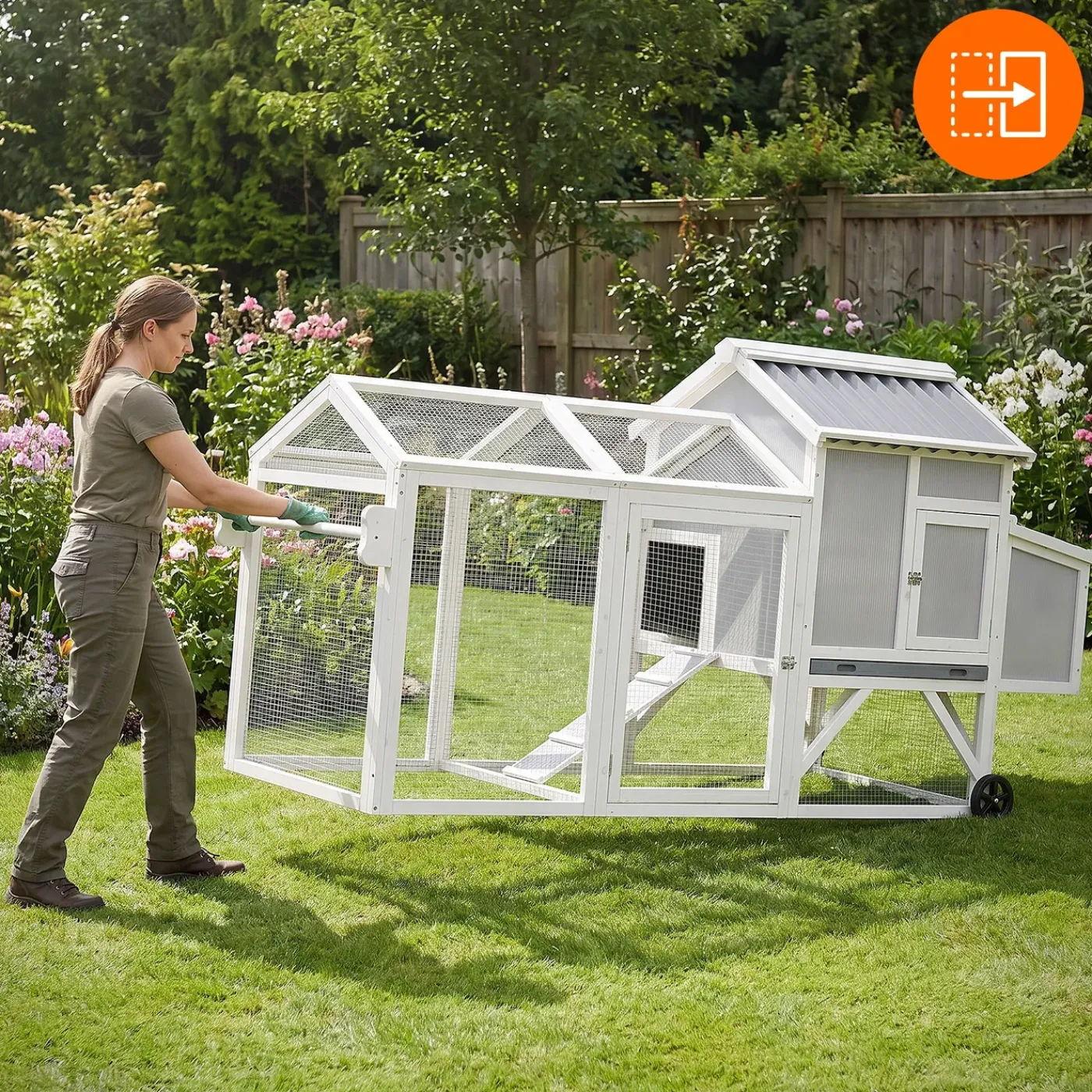 ECD Germany Kippenhok 160x110x70 cm mobiel kippenhuis van massief hout voor buiten