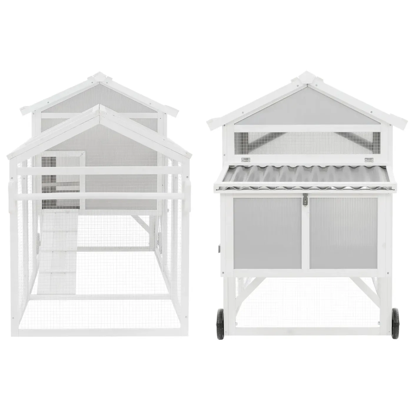 ECD Germany Kippenhok 160x110x70 cm mobiel kippenhuis van massief hout voor buiten