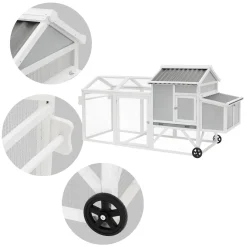 ECD Germany Kippenhok 160x110x70 cm mobiel kippenhuis van massief hout voor buiten