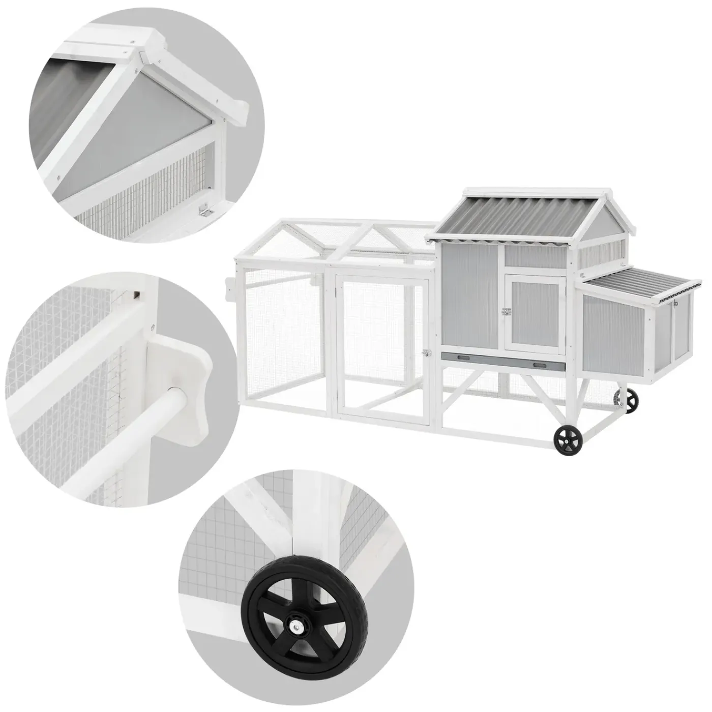 ECD Germany Kippenhok 160x110x70 cm mobiel kippenhuis van massief hout voor buiten