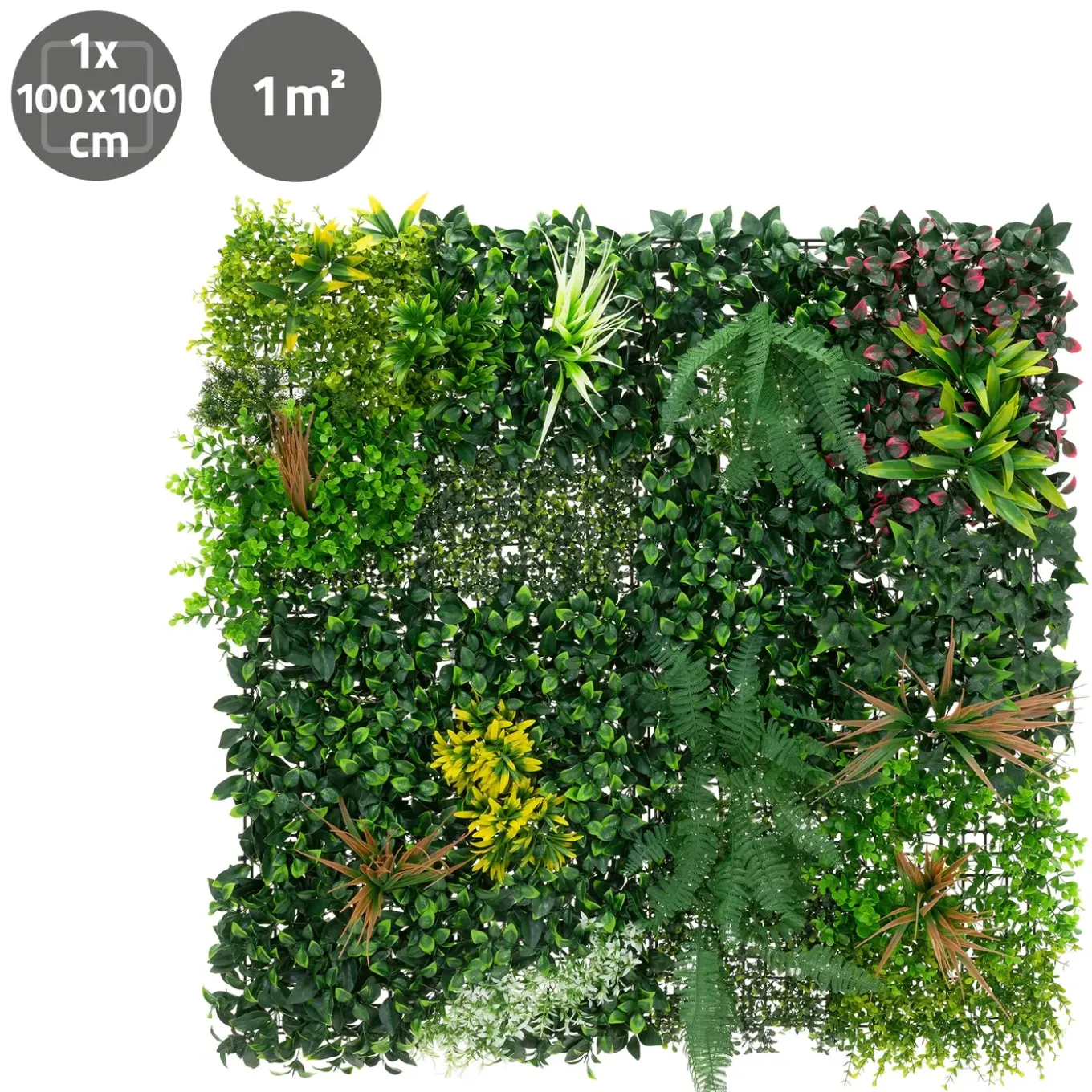 ECD Germany kunstplanten wandpaneel 100x100 cm jungle mix UV bestendig balkon tuin