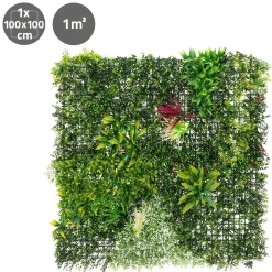 ECD Germany kunstplanten wandpaneel 100x100 cm tropische gloed UV bestendig balkon tuin