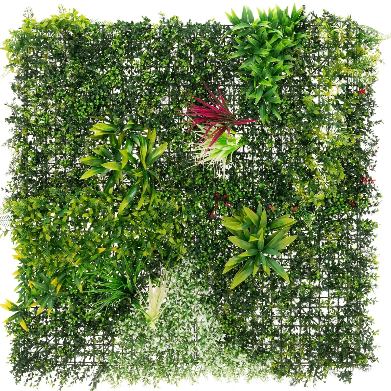 ECD Germany kunstplanten wandpaneel 100x100 cm tropische gloed UV bestendig balkon tuin