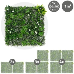 ECD Germany kunstplanten wandpaneel 100x100 cm white bloom UV bestendig balkon tuin