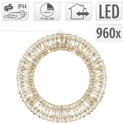 ECD Germany LED kerstkrans Ø58cm met 960 warm witte micro LED's &timer, IP44
