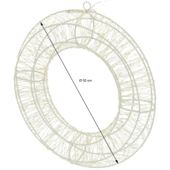 ECD Germany LED metalen krans Ø50cm met 1440 LED's, warm wit, hangende krans met timer