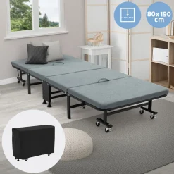 ECD Germany logeerbed 80x190 cm opvouwbaar eenpersoonsbed met matras en kussen