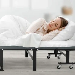 ECD Germany logeerbed 80x190 cm opvouwbaar eenpersoonsbed met matras en kussen